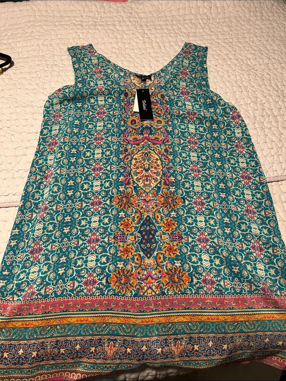 Tolani Teal Multicolor Printed Sleeveless Camisole